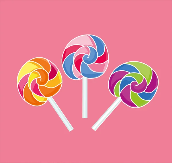 Lollipops. Candy on stick with twisted design. Vector illustration.