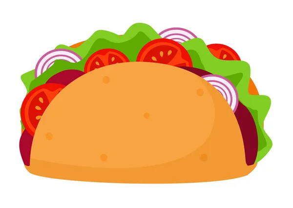 Taco isolé sur fond blanc. Illustration vectorielle . — Image vectorielle