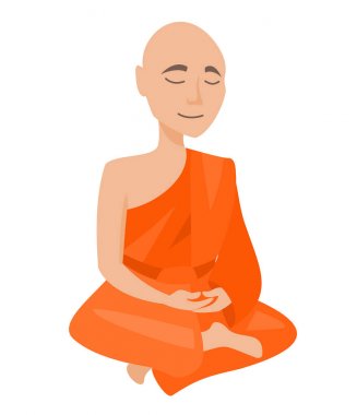 Budist rahip meditasyon. Vektör çizim.