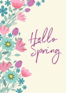 Bahar çiçekleri ile vektör kartı.