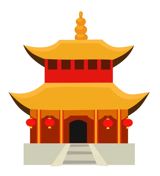 Temple en bambou, isolé sur fond blanc. Illustration vectorielle . — Image vectorielle