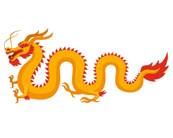 Kínai sárkány elszigetelt fehér background. Vektoros illusztráció. — Stock Vector