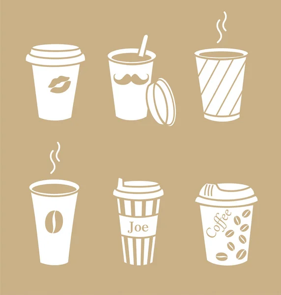 Set Stylish Coffee Cups Vector Illustration — Stock Vector