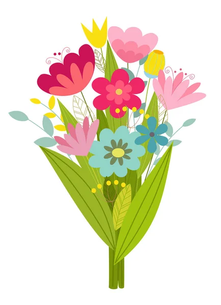 Cute stylized bouquet of flowers. Vector illustration. — Stock Vector