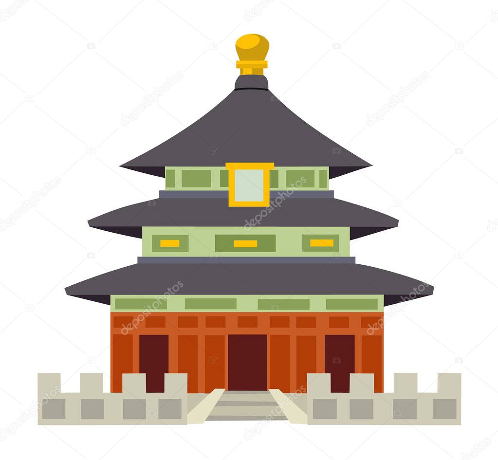 Temple of Heaven, isolated on white background. Vector illustration.