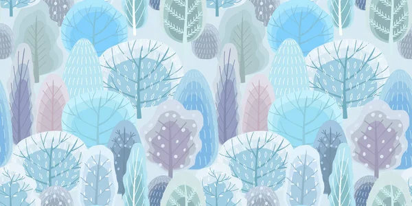 Χειμερινό Δάσος Μοτίβο Διάνυσμα Χωρίς Ραφή Υφή Μοντέρνο Επίπεδο Στυλ — Διανυσματικό Αρχείο