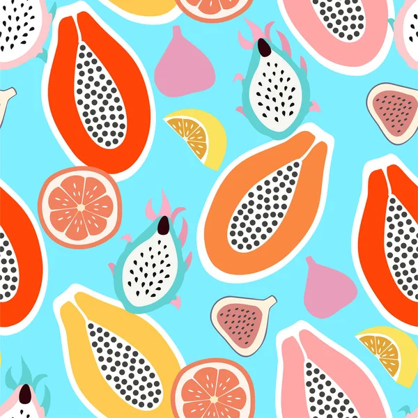 Αφηρημένο Μοτίβο Χωρίς Ραφή Σύγχρονη Εξωτικά Τροπικά Φρούτα Διάνυσμα Χρωματιστό — Διανυσματικό Αρχείο