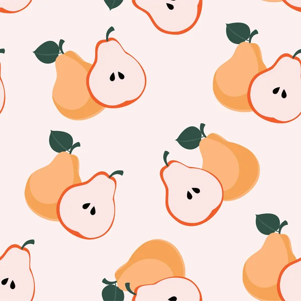 シームレスなパターンを梨 果物の背景 美しいベクトル Print — ストックベクタ