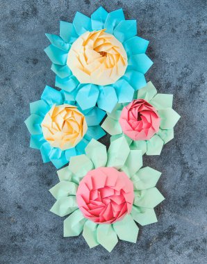 renkli nilüferler kağıttan