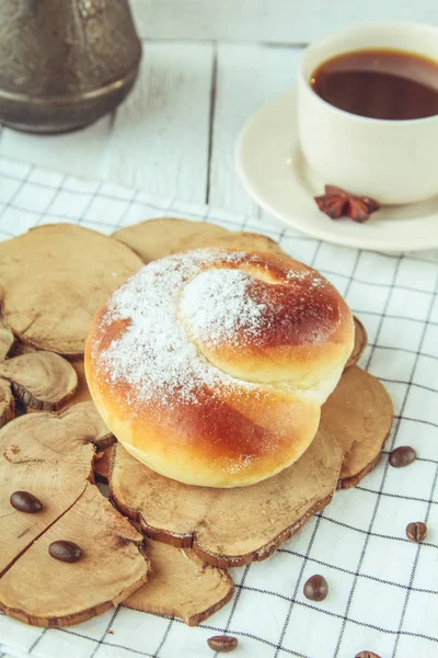 Sweet Buns Sprinkled Powdered Sugar — Stock Photo, Image