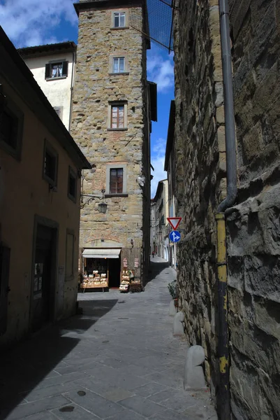 Hermosa Calle Estrecha Centro Histórico Arezzo Italia —  Fotos de Stock