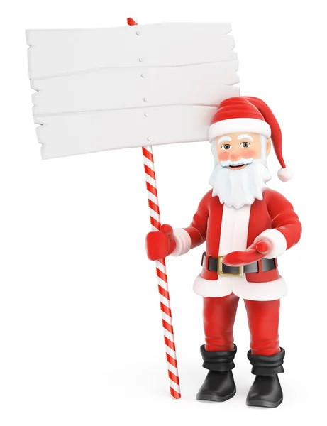 3D Santa Claus with a blank sign — Stock Photo, Image