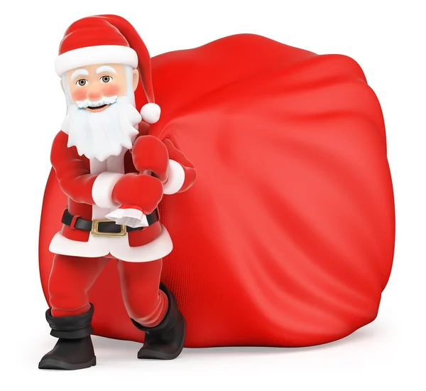 3D Άγιος Βασίλης με τεράστιο σάκο δώρα — Φωτογραφία Αρχείου