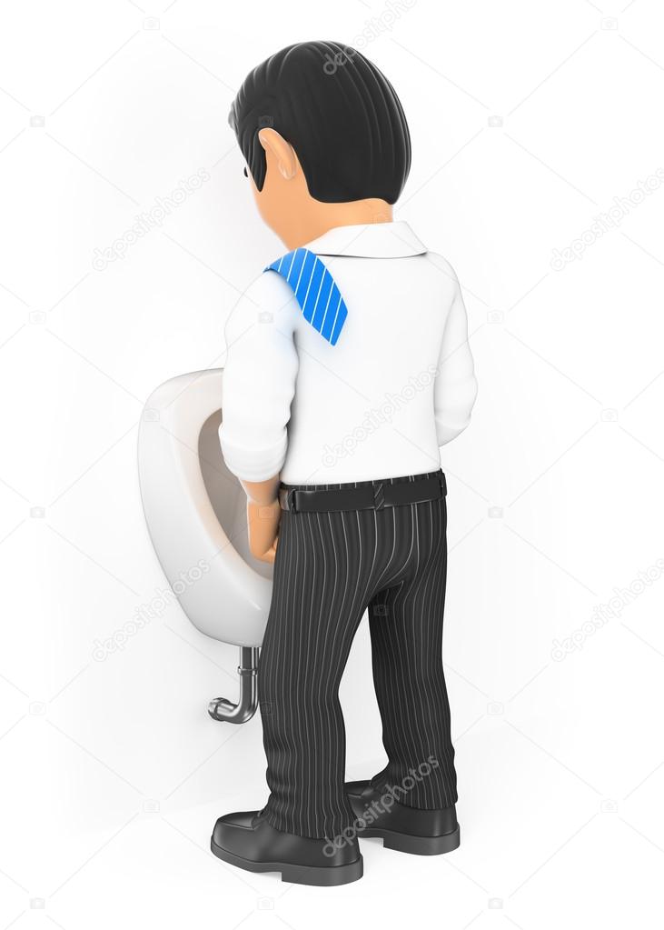 3D Businessman standing peeing