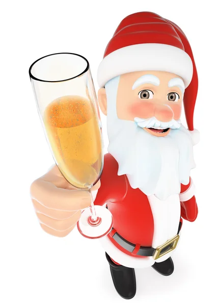 Brindis 3D de Santa Claus con una copa de champán —  Fotos de Stock