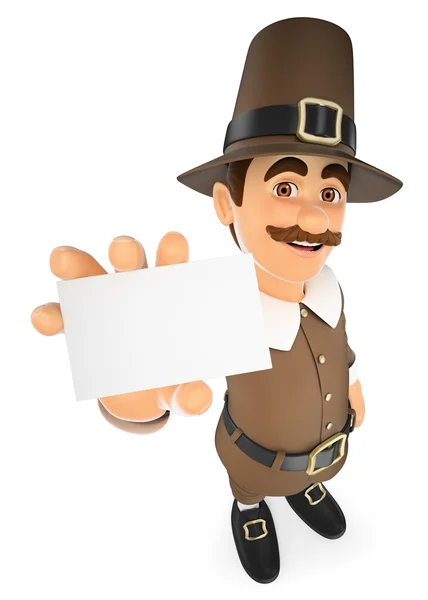 3D Thanksgiving hombre mostrando una tarjeta en blanco —  Fotos de Stock