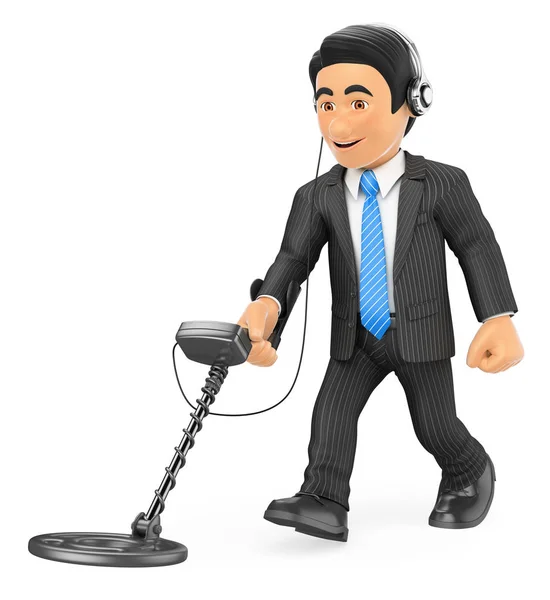 3D Businessman with a metal detector — Stock Photo, Image