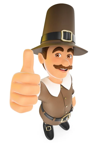 3D Thanksgiving man with thumb up — Stock Photo, Image