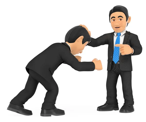3D Businessman holding head with hand to other. Superiority — Stock Photo, Image