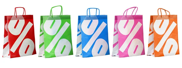 3D sale paper bags in different colors — Stock Photo, Image