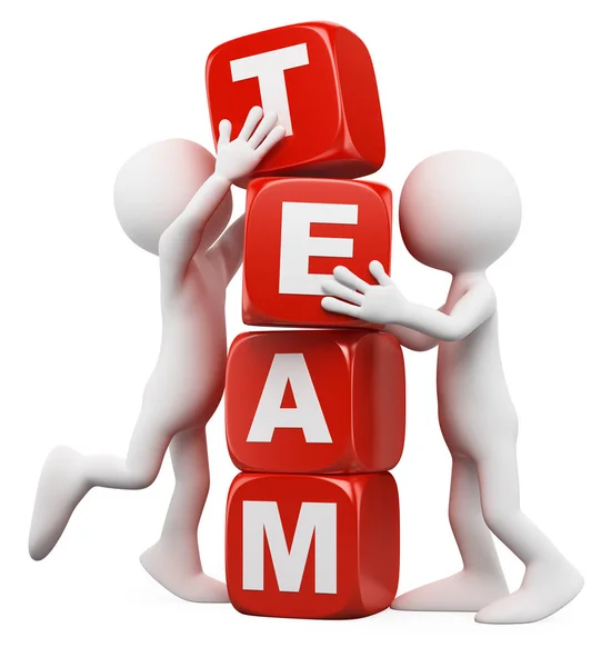 3D white people. Men with a dice pile. Team work concept Stock Photo