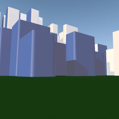 Şehir Manzaralı. Arka plan görüntüsü. 3D render. modern şehir.