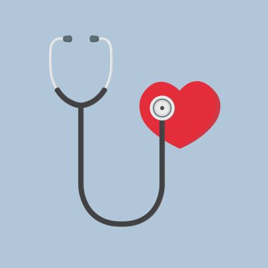 Tasarım, kırmızı kalp ve stetoskop, tıbbi Illustration, sağlık daire