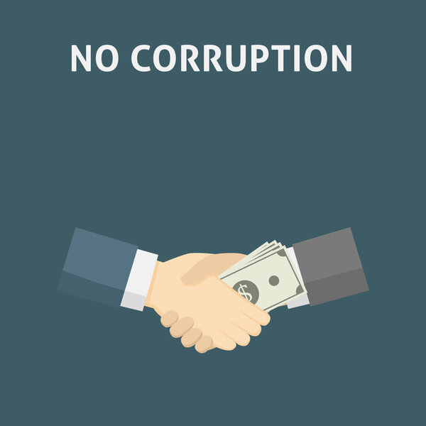 Handshake with money. Corruption Concept Illustration