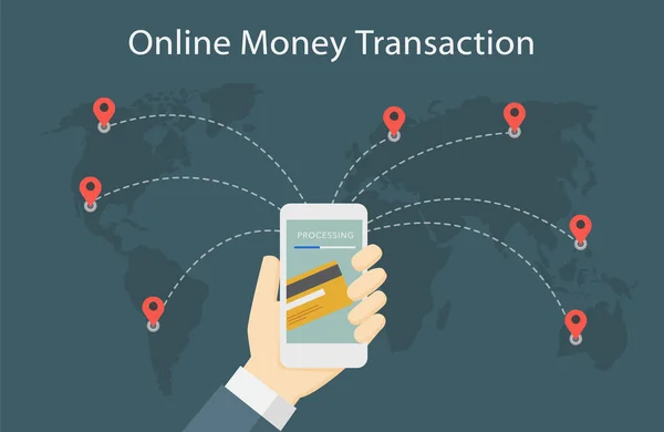 Операции онлайн-денег по всему миру — стоковый вектор