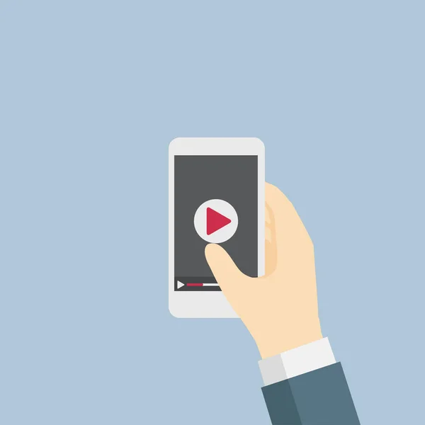 Αναπαραγωγή βίντεο σε κινητό τηλέφωνο — Διανυσματικό Αρχείο