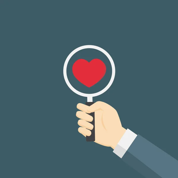 Şekil düz tasarım bulmak kırmızı kalp — Stok Vektör