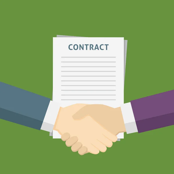 Duas pessoas aperto de mão para o contrato de negócios — Vetor de Stock