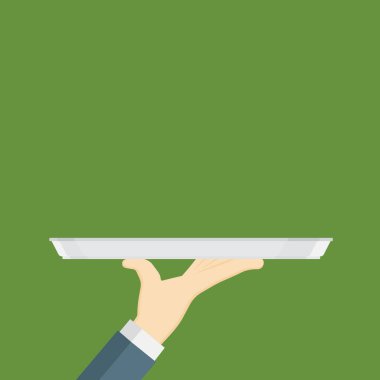 Bir boş tepsi kavramı tutan el