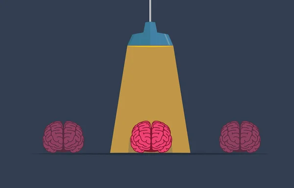 Een bijzondere geest illustratie, hersenen onder een lichtstraal — Stockvector