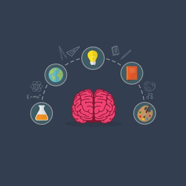 Eğitim kavramı, beyin Illustation