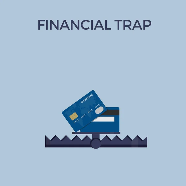 Ilustración de trampa financiera. Trampa de deuda — Vector de stock