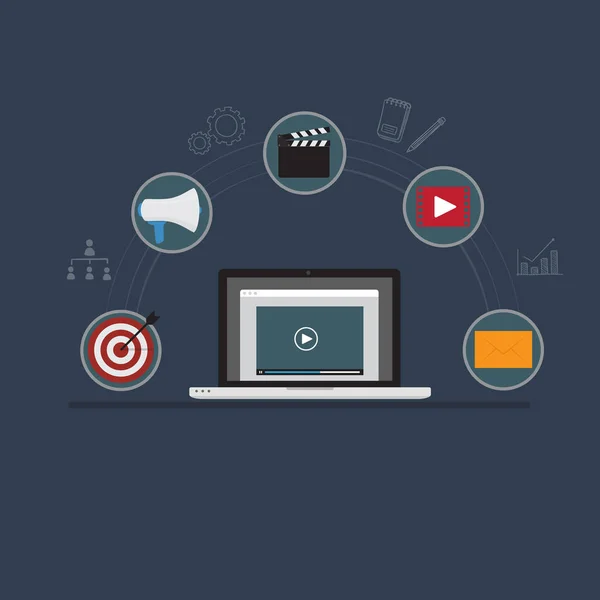 Εικονογράφηση βίντεο μάρκετινγκ — Διανυσματικό Αρχείο