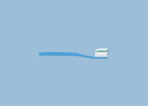 Плоская зубная щетка с иллюстрацией зубной пасты — стоковый вектор