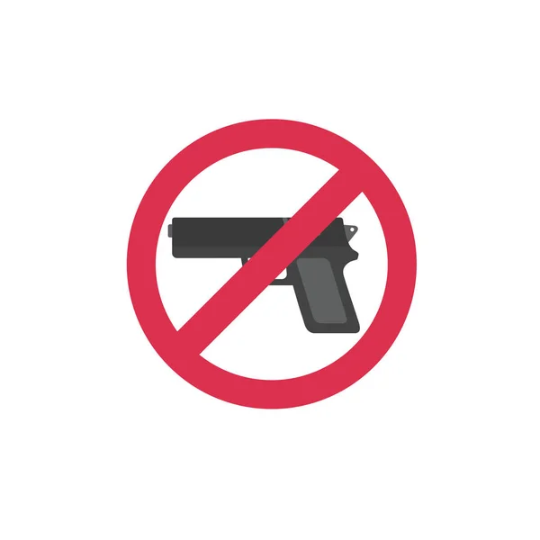 Proibição de arma. Não há sinal de arma. Pistola e stop sign ilustração — Vetor de Stock