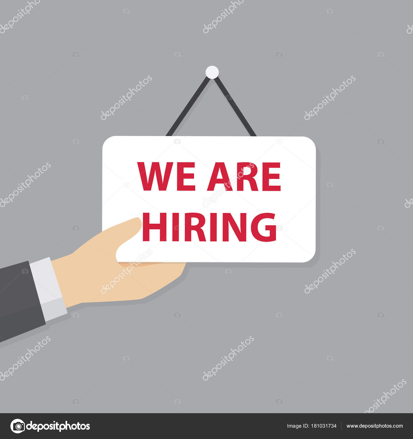 Hand Holding A Job Vacancy Sign. Hiring and Recruiting Concept. Vector