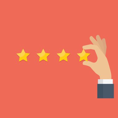 Müşteri el veren derecelendirme yıldız, müşteri gözden geçirme, derecelendirme, kullanıcı geribildirim kavramı