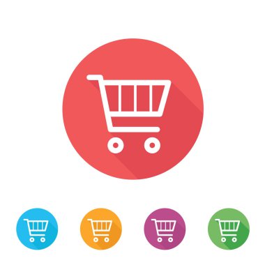 Alışveriş sepeti simgesi. Arabası düz tasarımı. Online alışveriş illüstrasyon