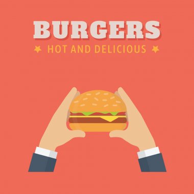 Hamburger holding, hızlı yemek yeme insanlar el