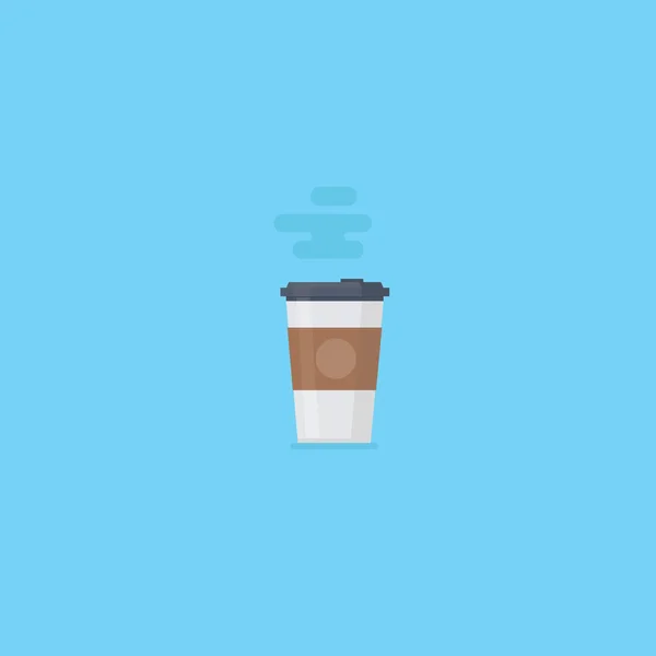 Vlakke papier koffie, papier kraft cup, warme koffie — Stockvector