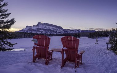 Red Chairs at Two Jack Lake clipart