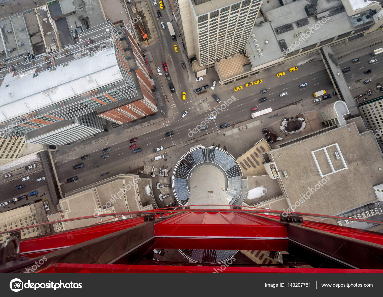 Glass Floor Of The Calgary Tower In Calgary Alberta Stock Photo