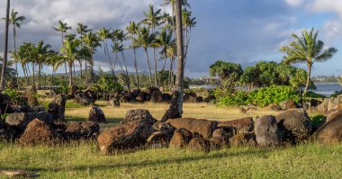 Eski Hawaii tapınak veya Heiau
