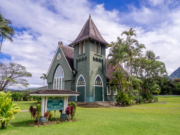 Scenic View Wai Oli Hui Mission Church Hanalei Kauai Hawaii — Stock Photo, Image