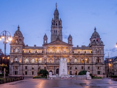 Glasgow City George Square, Glasgow İskoçya geceleri odasında.