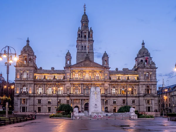 Glasgow City Chambers George Square Glasgow Scotland Natten — Stockfoto